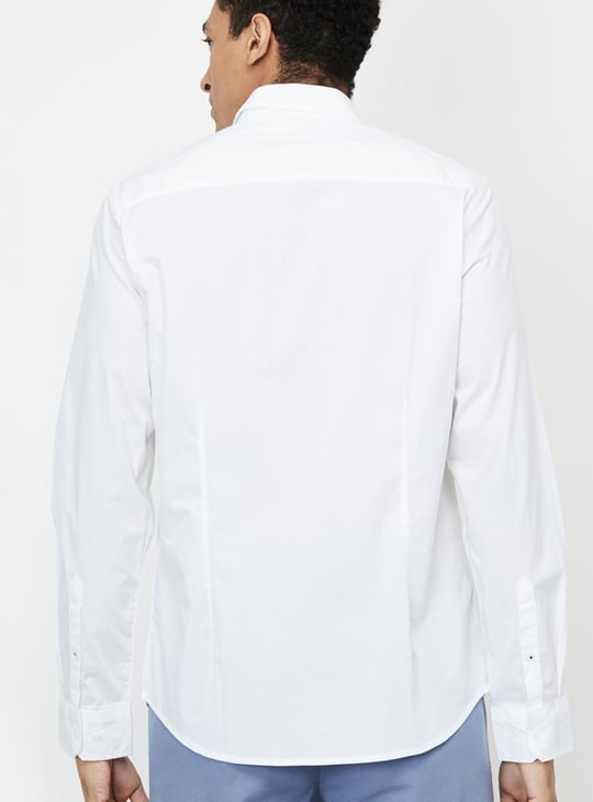 Men Solid Spread Collar Casual Shirt 