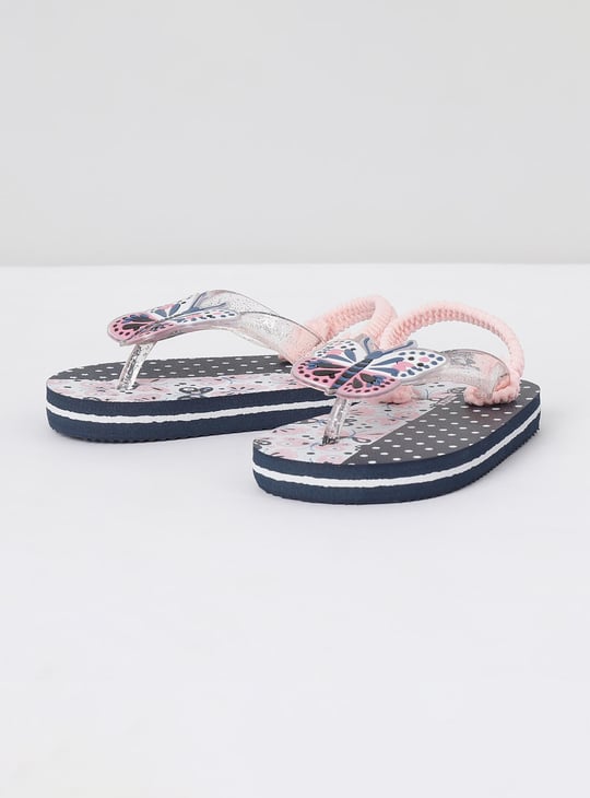 Girls Printed V-Strap Slingback Slippers