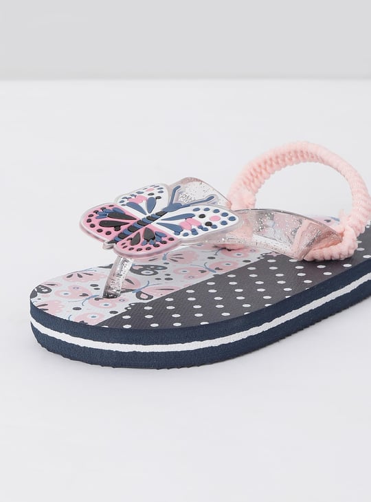 Girls Printed V-Strap Slingback Slippers