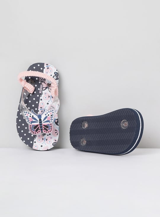 Girls Printed V-Strap Slingback Slippers