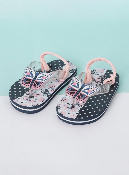 Girls Printed V-Strap Slingback Slippers