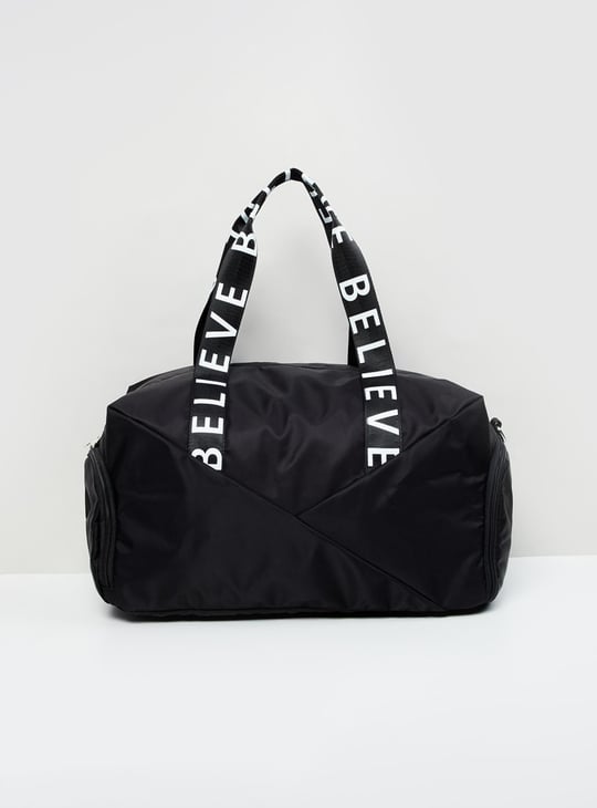 MAX Women Typographic Print Duffle Gym Bag