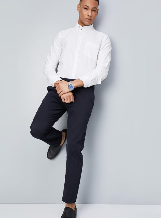 Black Trousers White Shirt Casual Men Solid Casual Shirt