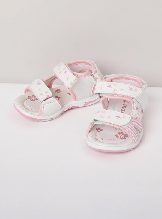 MAX Girls Printed Velcro Strap Sandals