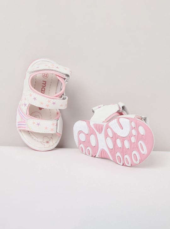 MAX Girls Printed Velcro Strap Sandals