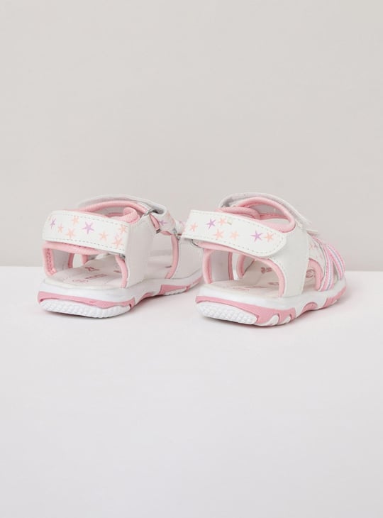 MAX Girls Printed Velcro Strap Sandals