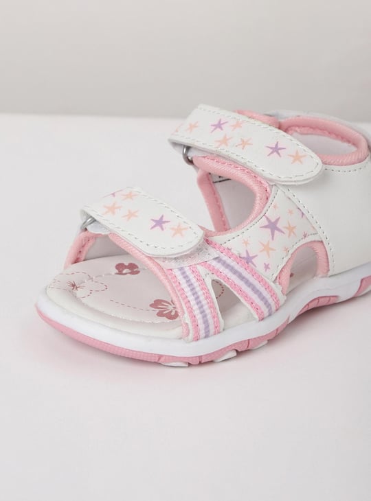 MAX Girls Printed Velcro Strap Sandals