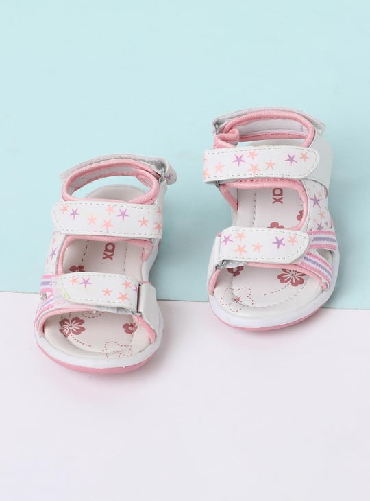 MAX Girls Printed Velcro Strap Sandals