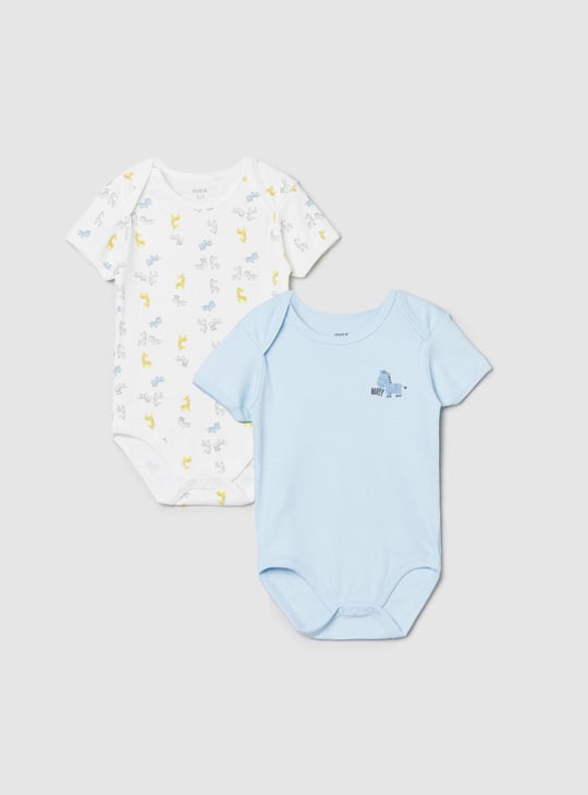 Boys Printed Anti-Bacterial Bodysuit - Pack of 2 