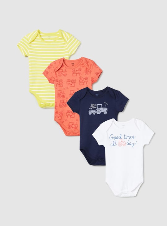 Boys Printed Ring Snap Closure Bodysuit - Pack of 4 