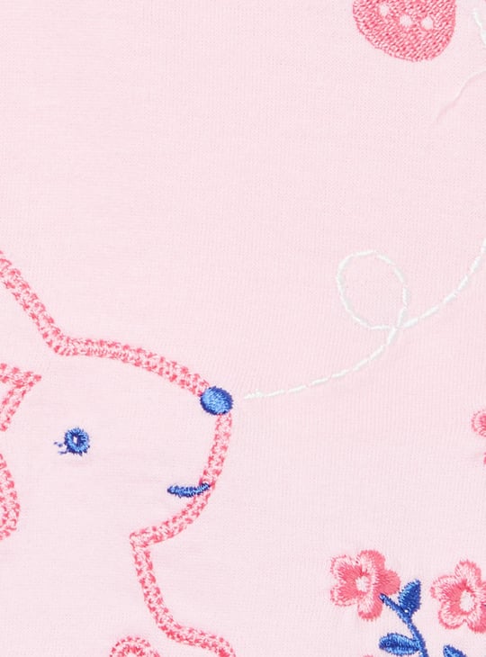 Girls Embroidered Dungaree with Printed T-shirt 
