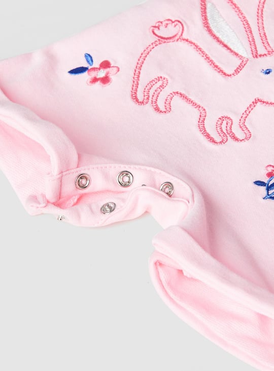 Girls Embroidered Dungaree with Printed T-shirt 