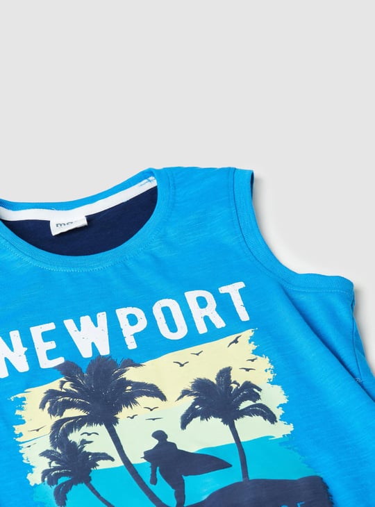 Boys Printed Crew Neck Sleeveless T-shirt 