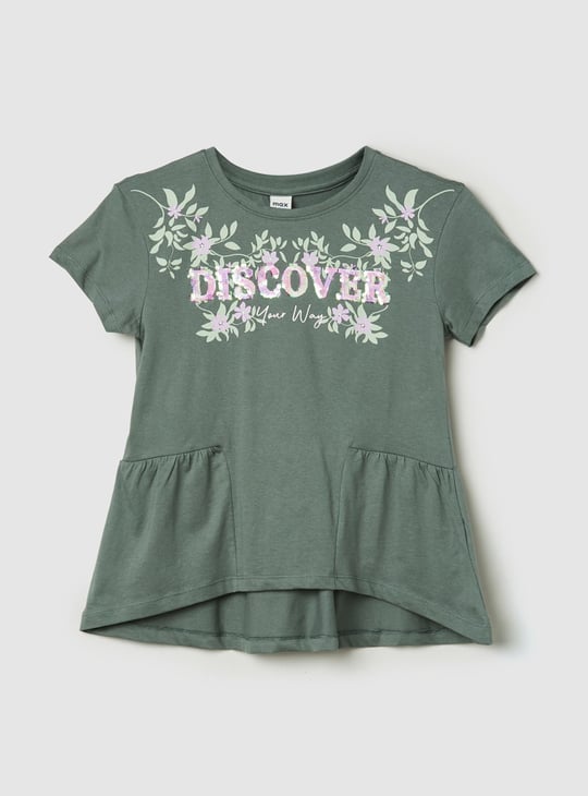 Girls Embellished Round Neck A-Line Tunic 