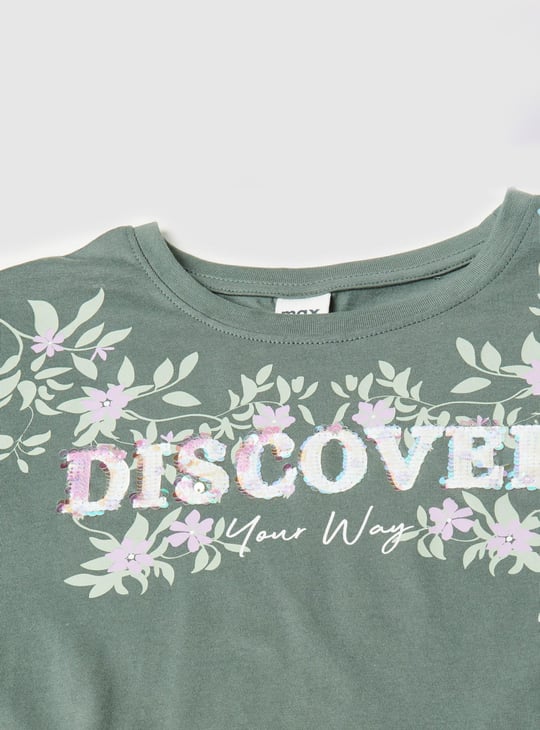 Girls Embellished Round Neck A-Line Tunic 