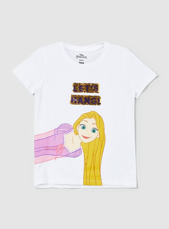 Girls Embellished Round Neck T-shirt