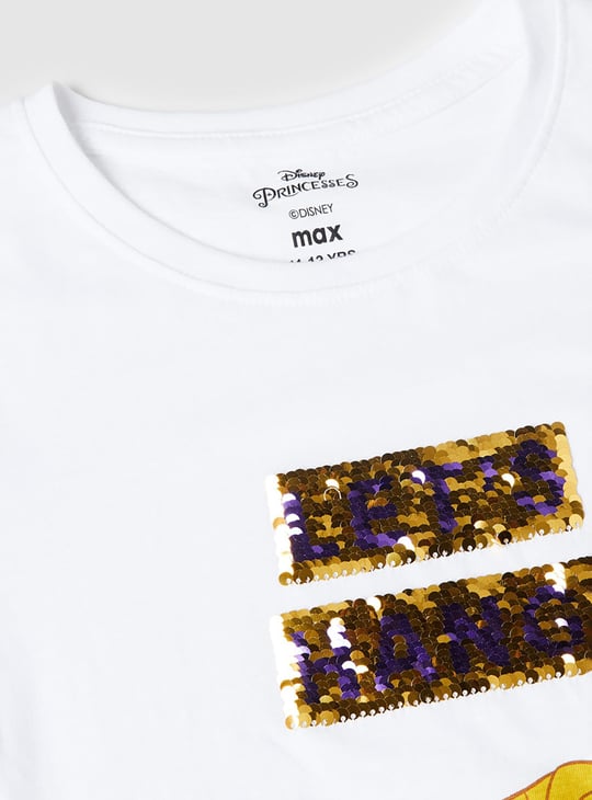 Girls Embellished Round Neck T-shirt