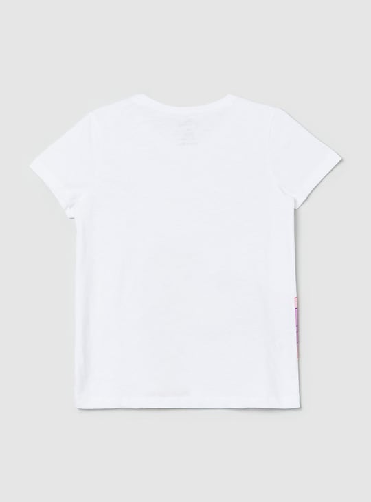 Girls Embellished Round Neck T-shirt