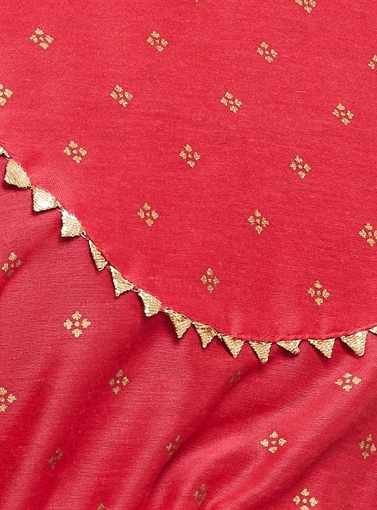 Girls Ethnic Print Kurti And Printed Harem Pant With Dupatta 