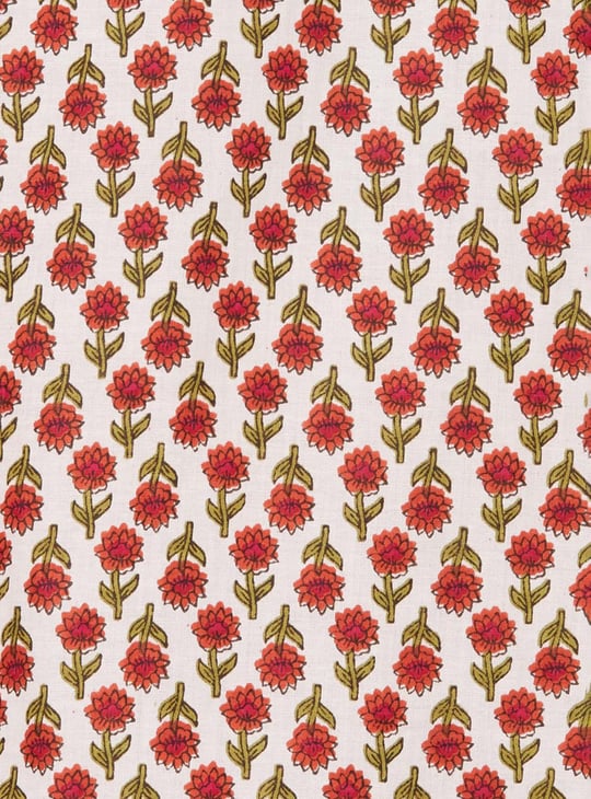 Girls Printed Notched Neck Straight Kurta 