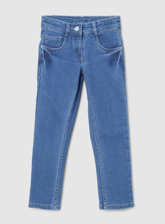 Girls Solid Slim Fit Jeans