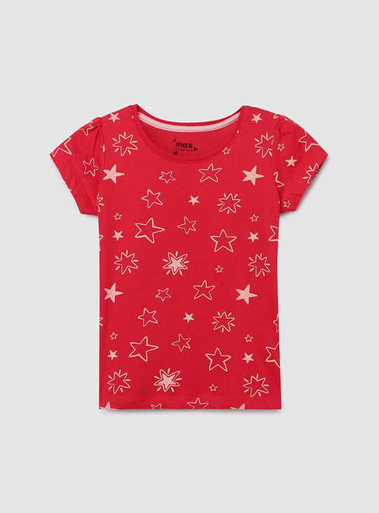 Girls Printed Round Neck T-shirt