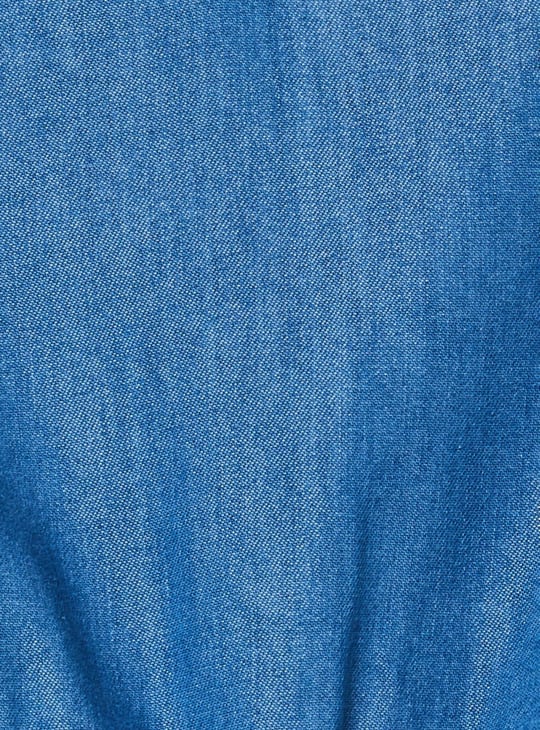 Girls Floral Embroidered Denim Dress