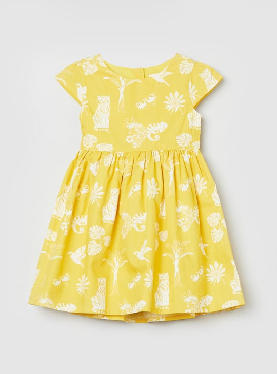 Girls Printed Fit and Flare Dress 