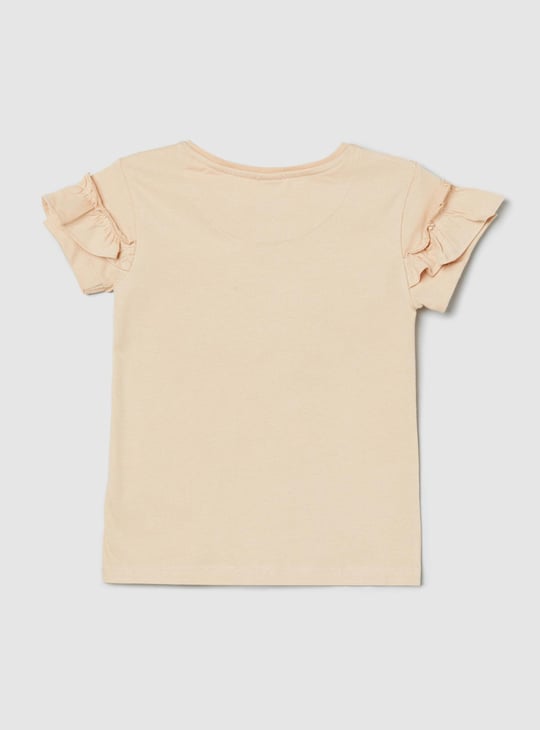 Girls Giraffe Printed Layered Sleeves Top 