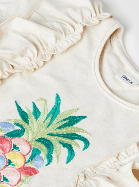 Girls Embroidered Round Neck Top