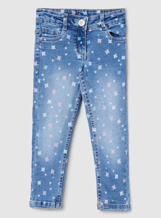 Girls Printed Slim Fit Jeans