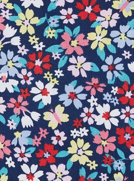 Girls Printed Round Neck A-Line Dress 