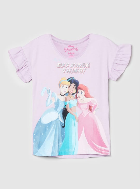 Girls Printed Round Neck T-shirt
