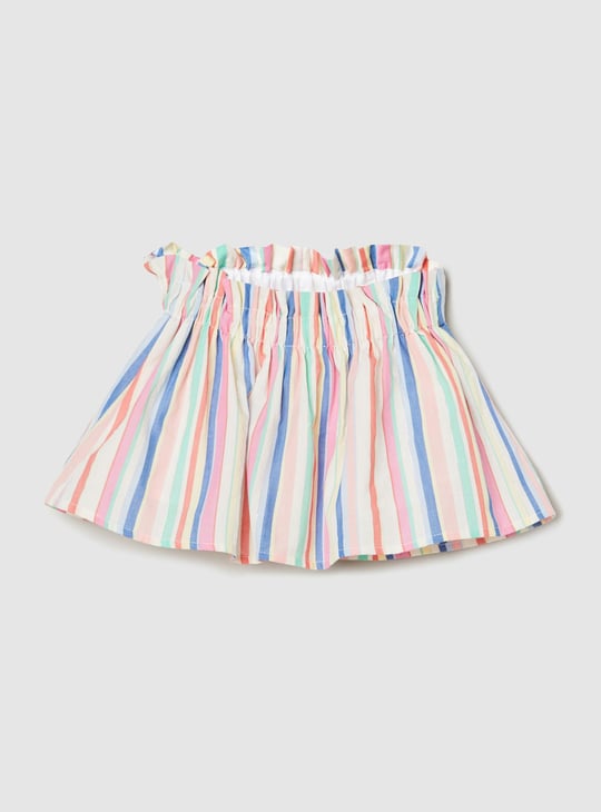 Girls Striped Elasticated A-Line Skirt