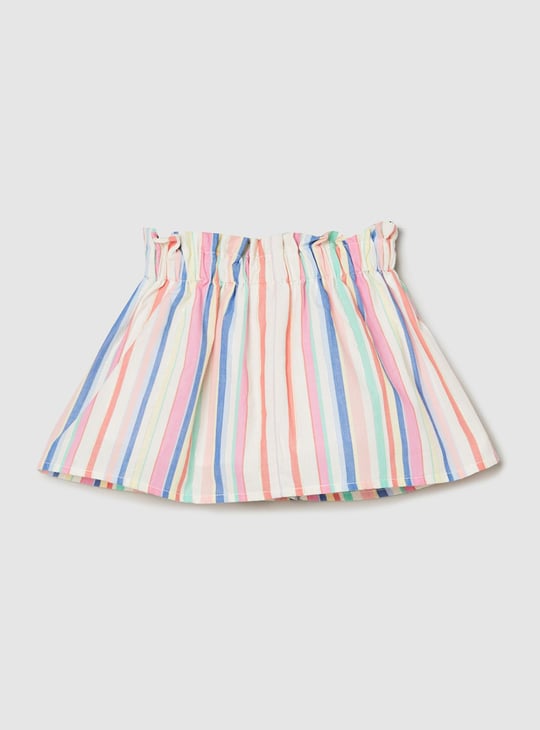 Girls Striped Elasticated A-Line Skirt