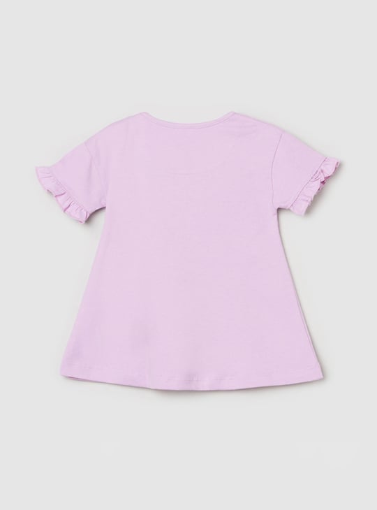 Girls Disney Princess Print Ruffled Sleeve Top