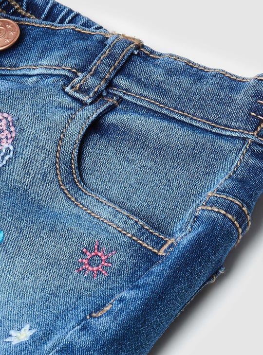 Girls Embroidered Denim Shorts 
