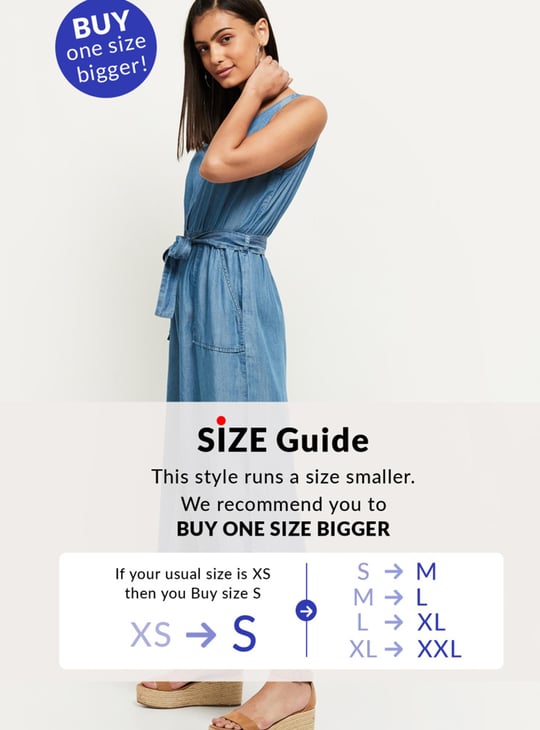 Women Solid Denim Jumpsuit 