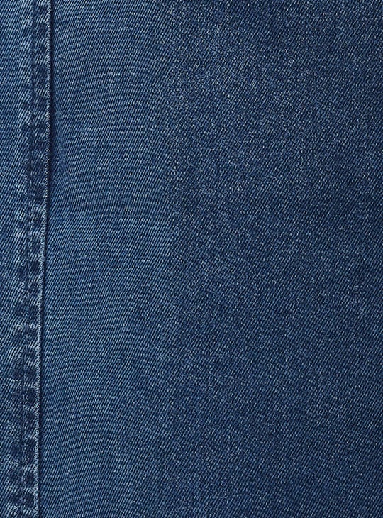 Women Solid Shoulder Straps Denim Dress 