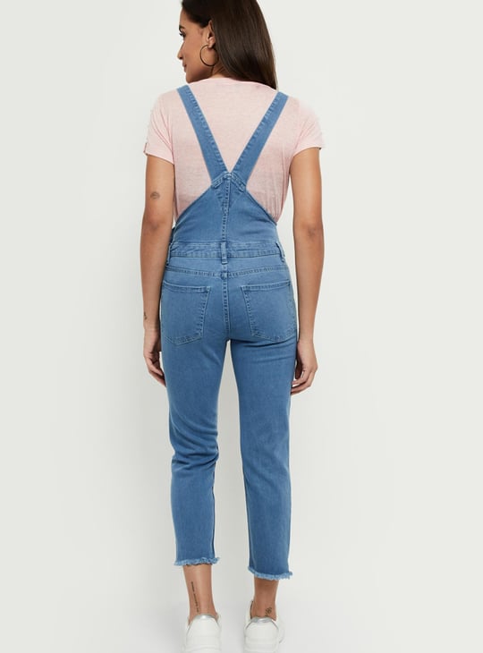 Women Light Washed Denim Dungarees