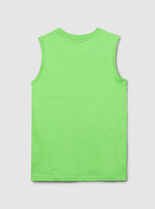 Boys Typographic Print Sleeveless Crew Neck T-shirt