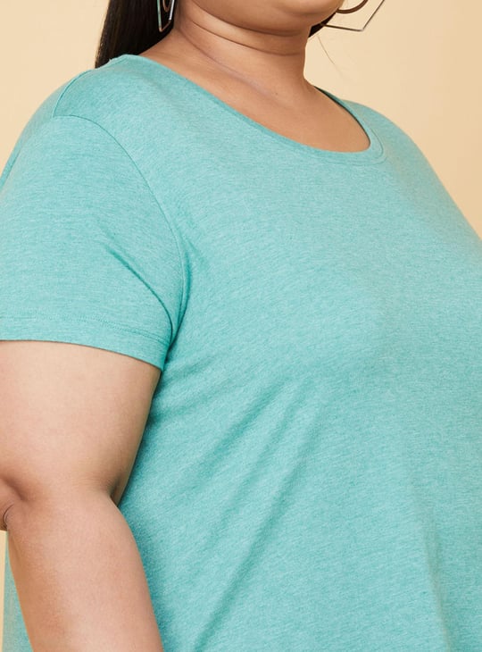 Women Cotton Solid Round Neck T-shirt
