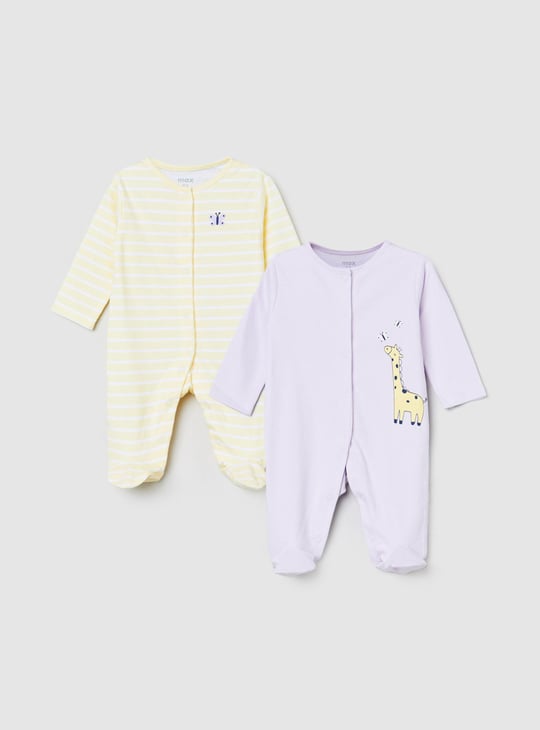 Girls Printed Anti-Bacterial Sleepsuit - Pack of 2 