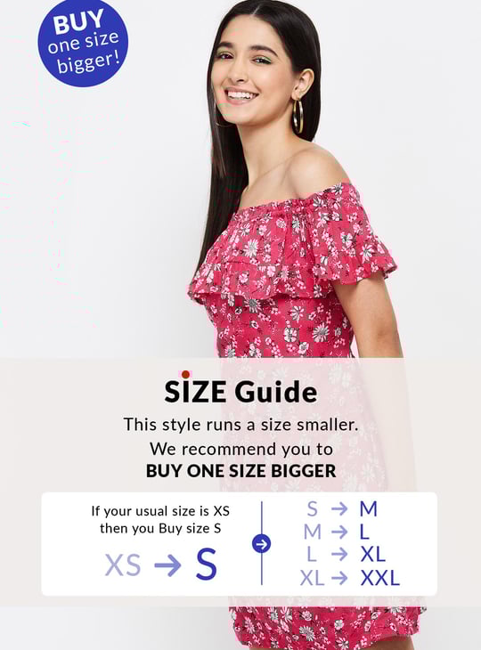 Women Printed Bardot Dress 