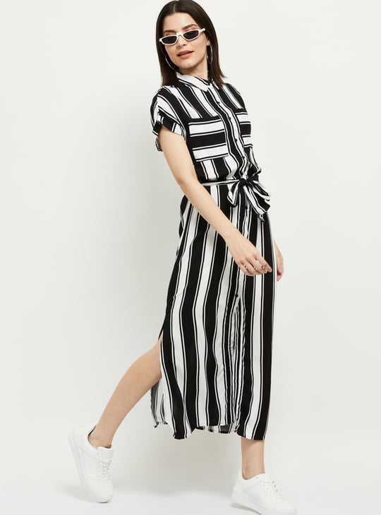 Women Striped Shirt Dress 