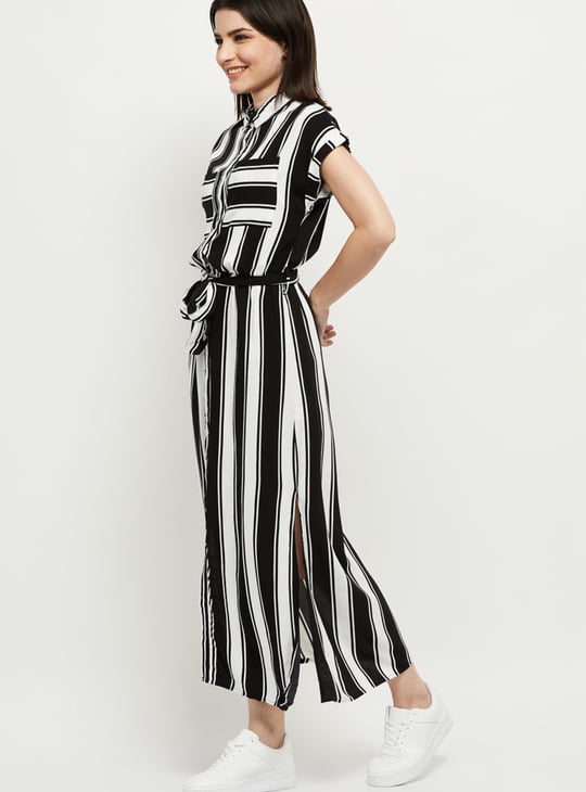 Women Striped Shirt Dress 