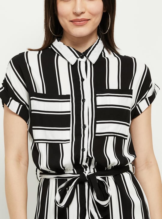 Women Striped Shirt Dress 
