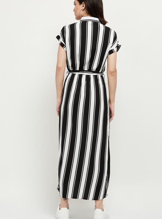 Women Striped Shirt Dress 