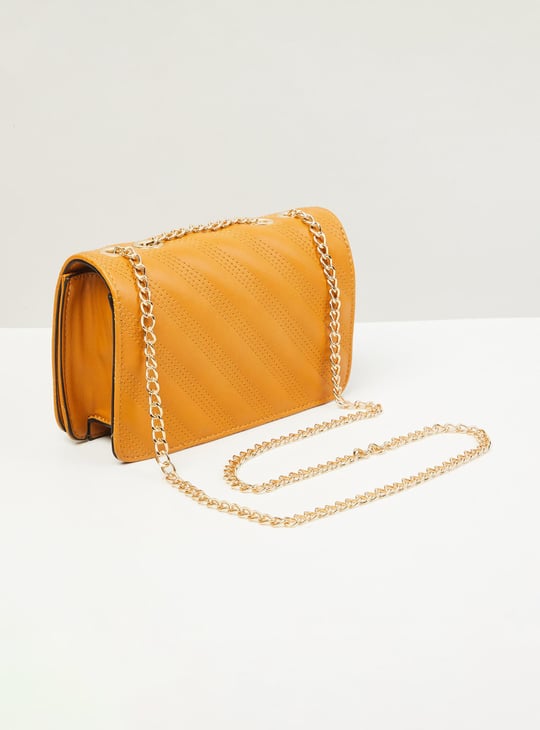 Women Textured Flap Closure Clutch Bag 