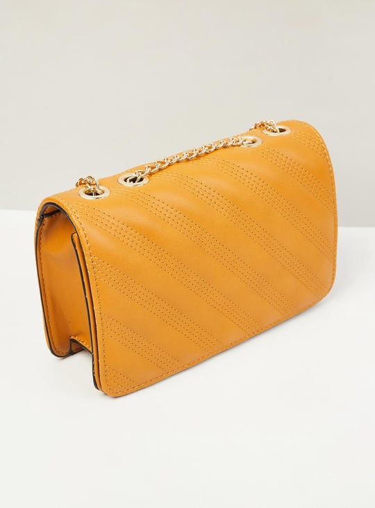 Women Textured Flap Closure Clutch Bag 